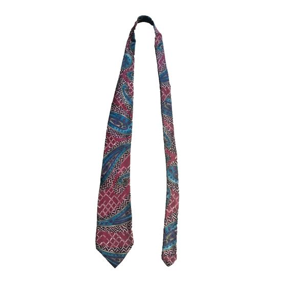 Pal Zileri Designer Italian Neck Tie Paisley Geometric Classic Length 3.5" - Picture 2 of 7